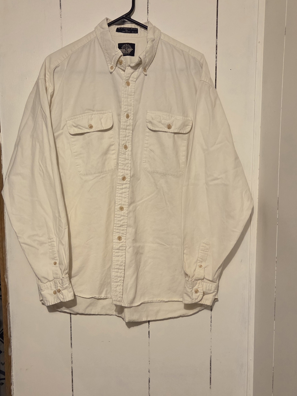Dockers Men's Size Large Off-White Button-Up Shirt Jacket 100% Cotton